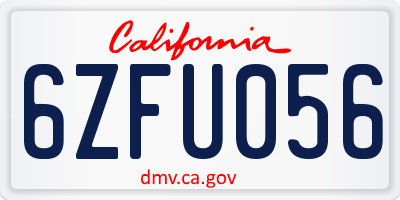 CA license plate 6ZFU056