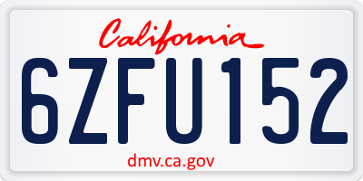 CA license plate 6ZFU152