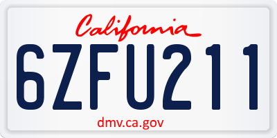 CA license plate 6ZFU211