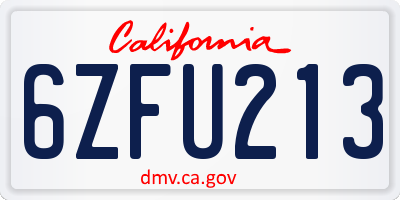 CA license plate 6ZFU213
