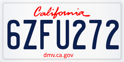 CA license plate 6ZFU272