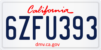 CA license plate 6ZFU393
