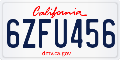 CA license plate 6ZFU456
