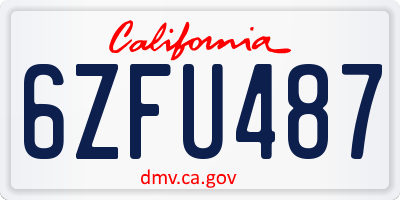 CA license plate 6ZFU487