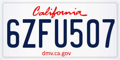 CA license plate 6ZFU507