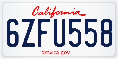 CA license plate 6ZFU558
