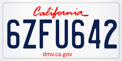 CA license plate 6ZFU642