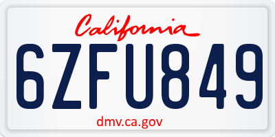 CA license plate 6ZFU849