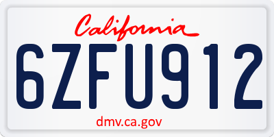 CA license plate 6ZFU912