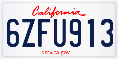 CA license plate 6ZFU913