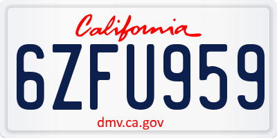 CA license plate 6ZFU959