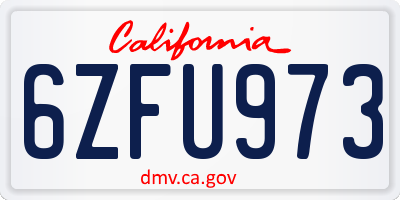 CA license plate 6ZFU973
