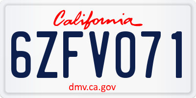 CA license plate 6ZFV071