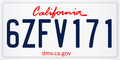 CA license plate 6ZFV171