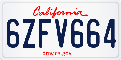 CA license plate 6ZFV664