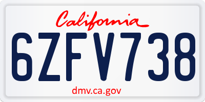 CA license plate 6ZFV738