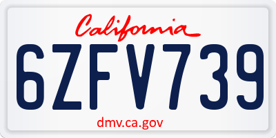 CA license plate 6ZFV739