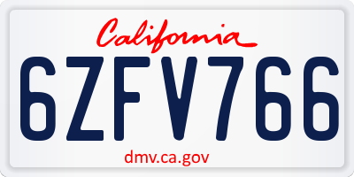 CA license plate 6ZFV766