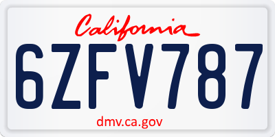 CA license plate 6ZFV787