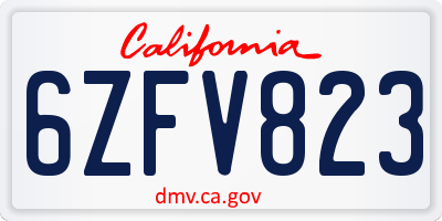 CA license plate 6ZFV823