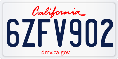 CA license plate 6ZFV902