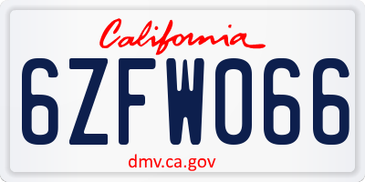 CA license plate 6ZFW066