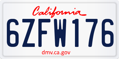 CA license plate 6ZFW176