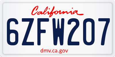 CA license plate 6ZFW207