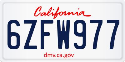 CA license plate 6ZFW977