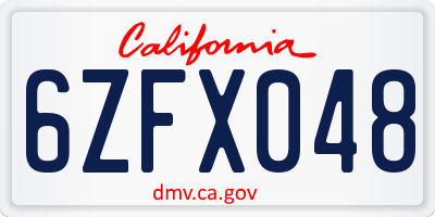 CA license plate 6ZFX048