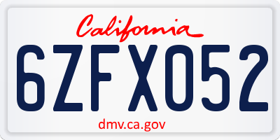 CA license plate 6ZFX052