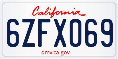 CA license plate 6ZFX069