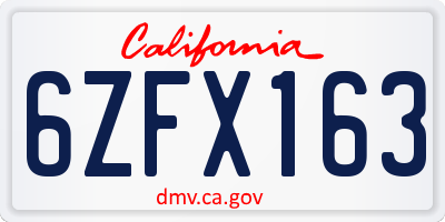CA license plate 6ZFX163