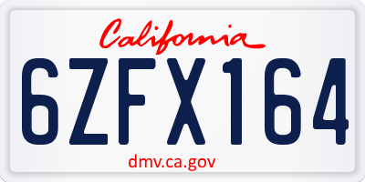 CA license plate 6ZFX164