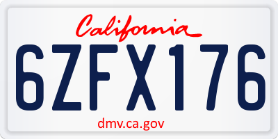 CA license plate 6ZFX176