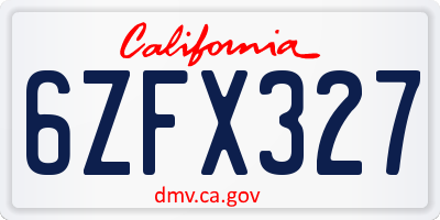 CA license plate 6ZFX327