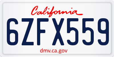 CA license plate 6ZFX559
