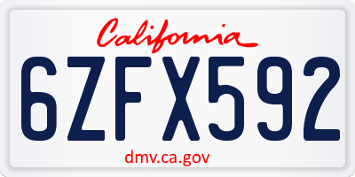 CA license plate 6ZFX592