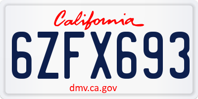 CA license plate 6ZFX693