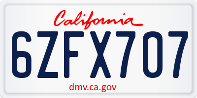 CA license plate 6ZFX707
