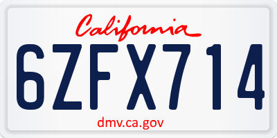 CA license plate 6ZFX714