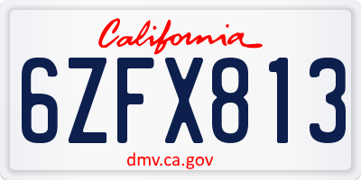CA license plate 6ZFX813