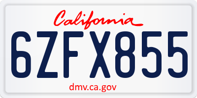 CA license plate 6ZFX855