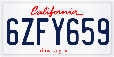 CA license plate 6ZFY659