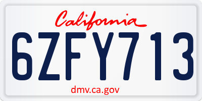 CA license plate 6ZFY713