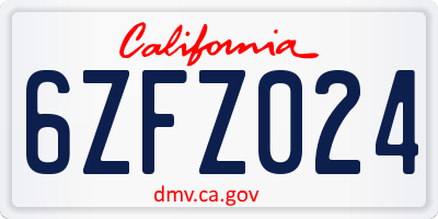 CA license plate 6ZFZ024