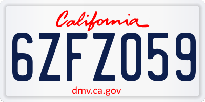 CA license plate 6ZFZ059