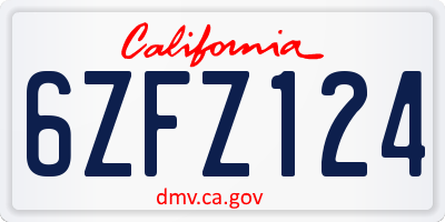 CA license plate 6ZFZ124