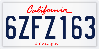 CA license plate 6ZFZ163
