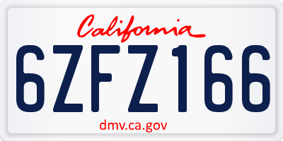 CA license plate 6ZFZ166
